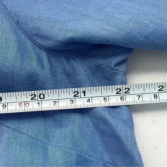 J. Jill Love Linen Roll Sleeves Pockets Lagenlook Beach Tunic Shirt Sz MP‎ - Picture 12 of 13